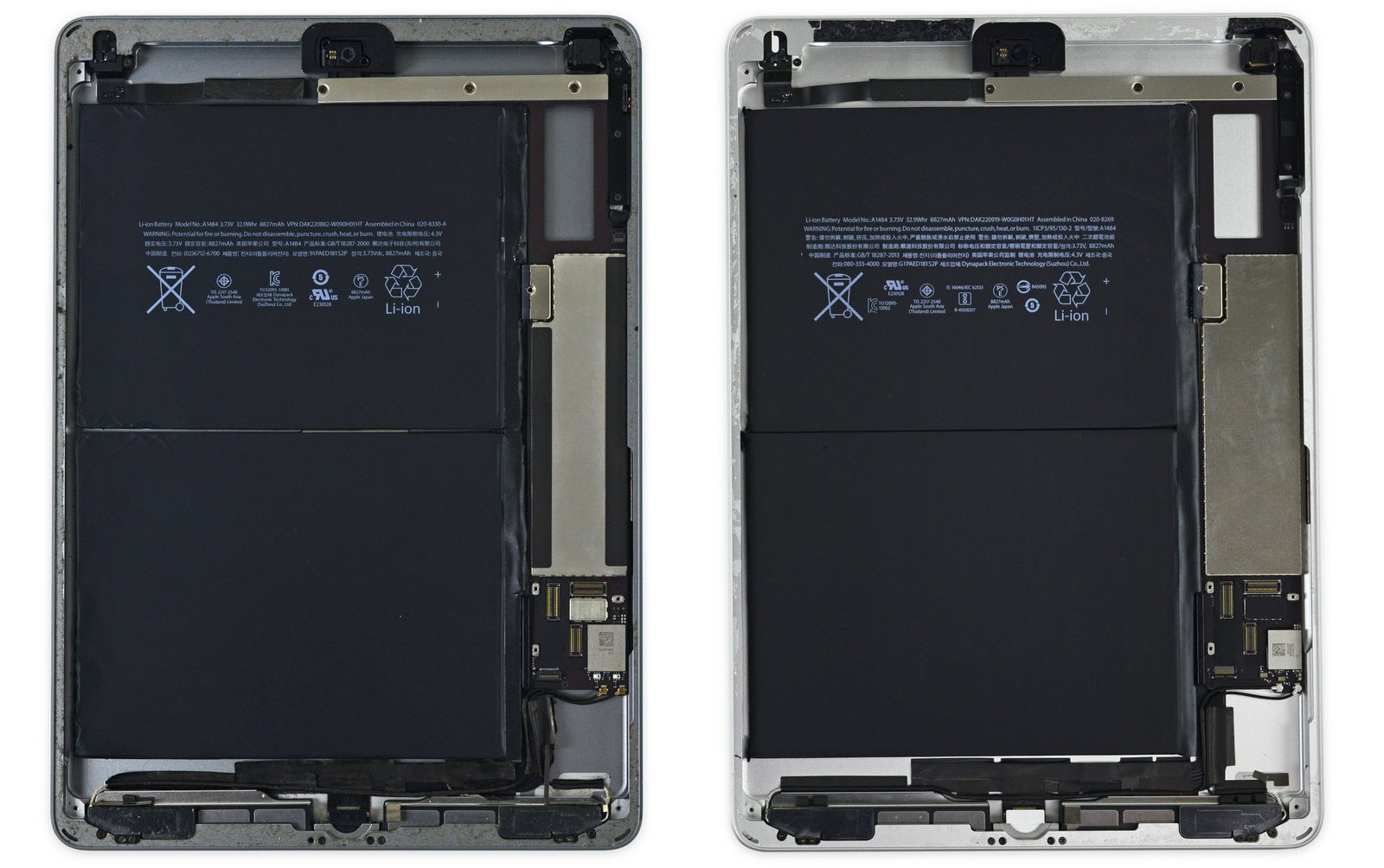 iPad Air on the left, new iPad on the right. An example of real-life copy-pasting. - How &quot;new&quot; is the new Apple iPad, exactly? iFixit dismantled it and confirmed the obvious