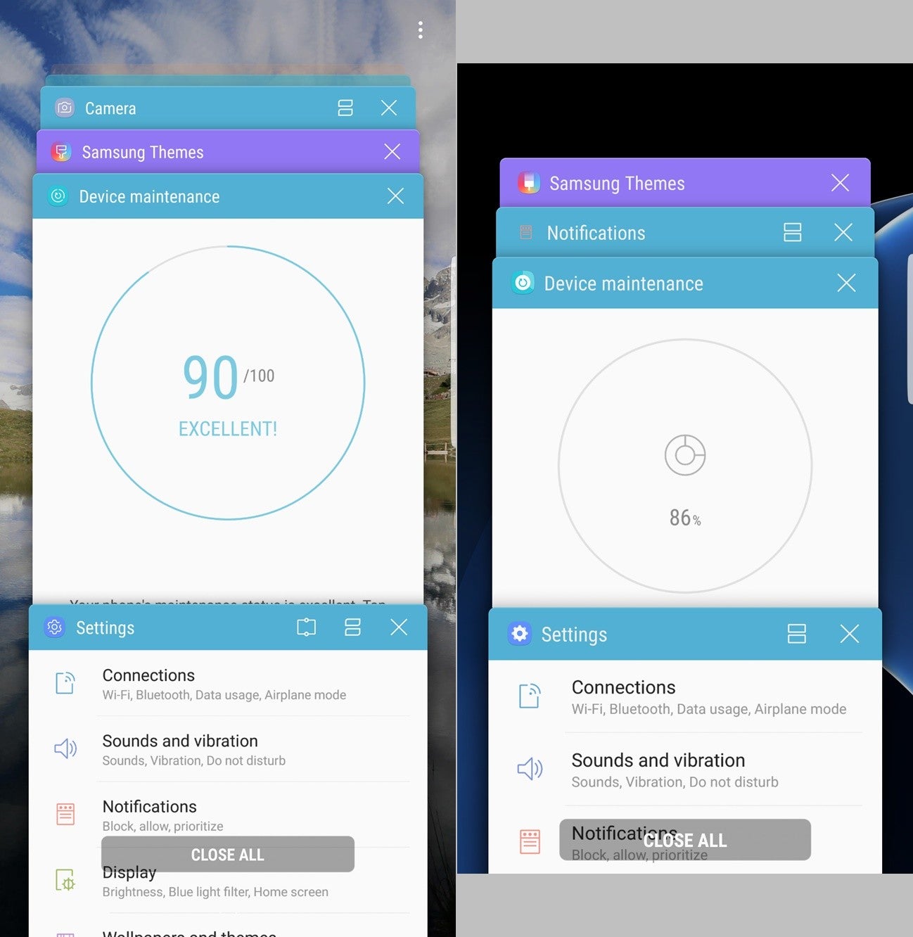 Galaxy S8+ (left) vs S7 edge (right) - Galaxy S8+ vs Galaxy S7 edge interface comparison: here&#039;s what&#039;s changed