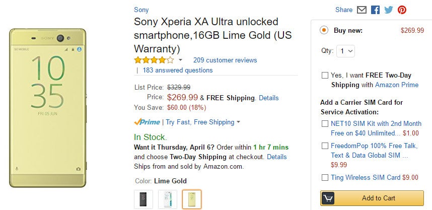 Deal: Amazon discounts the Sony Xperia XA and Xperia XA Ultra, US warranty included