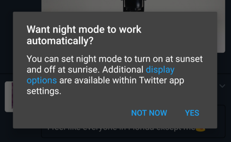 Twitter is beta testing an automatic night mode feature for Android users - Twitter is beta testing an automatic night mode feature for Android users