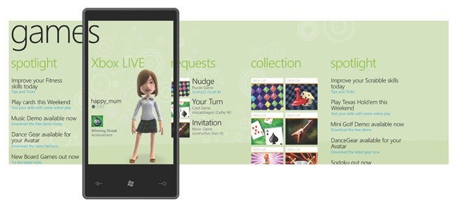 Windows Phone 7 Series Games hub - Microsoft Windows Phone 7 Series announced