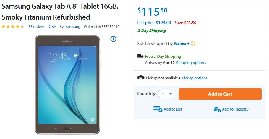 Deal: Refurbished Samsung Galaxy Tab A 8.0 discounted by 43% at Walmart