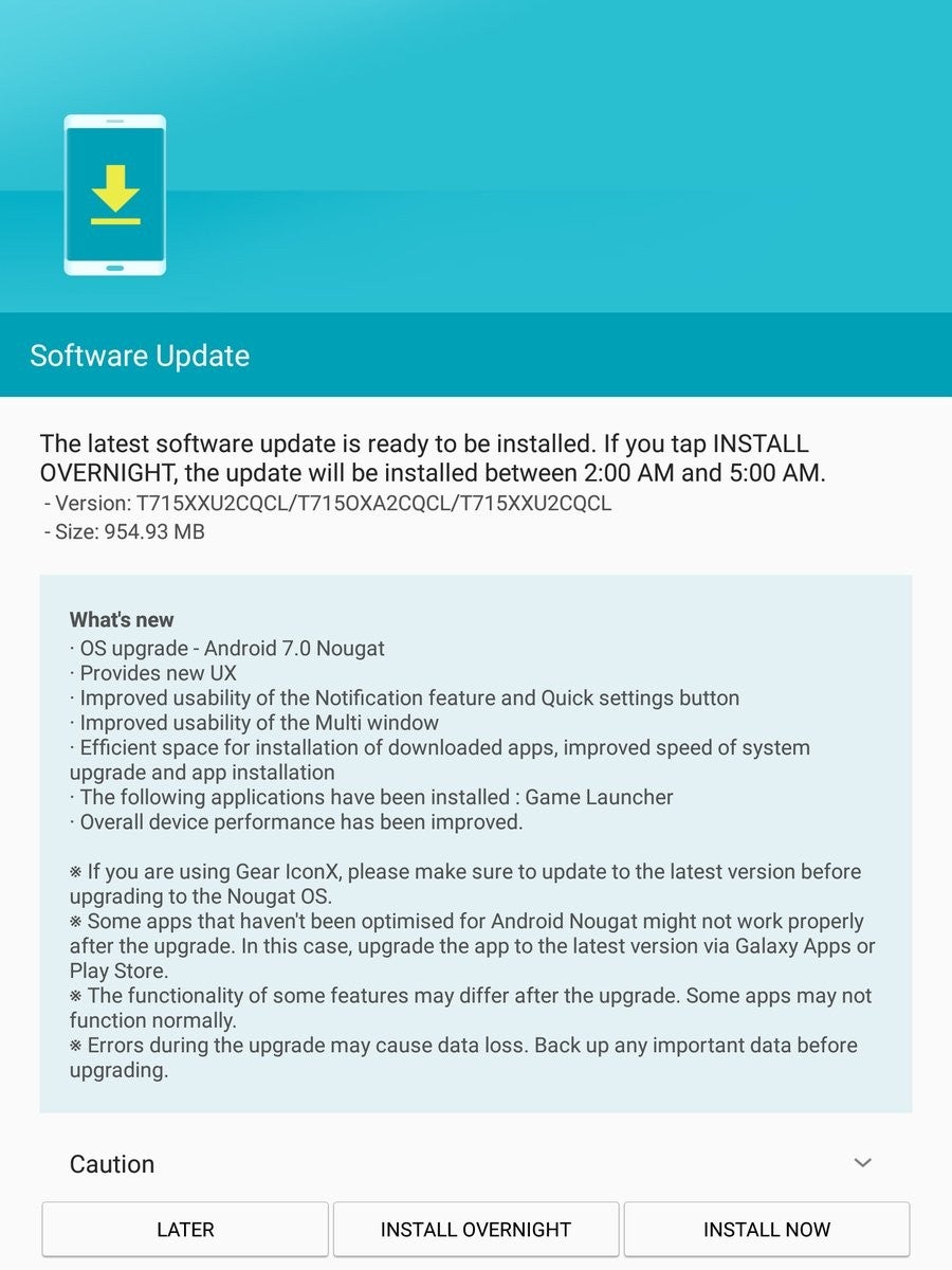 Samsung Galaxy Tab S2 8.0 and 9.7 start getting Android 7.0 Nougat update