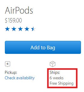 Shipping times for AirPods have not improved since their launch - Is this the most hard-to-get Apple product of all times?
