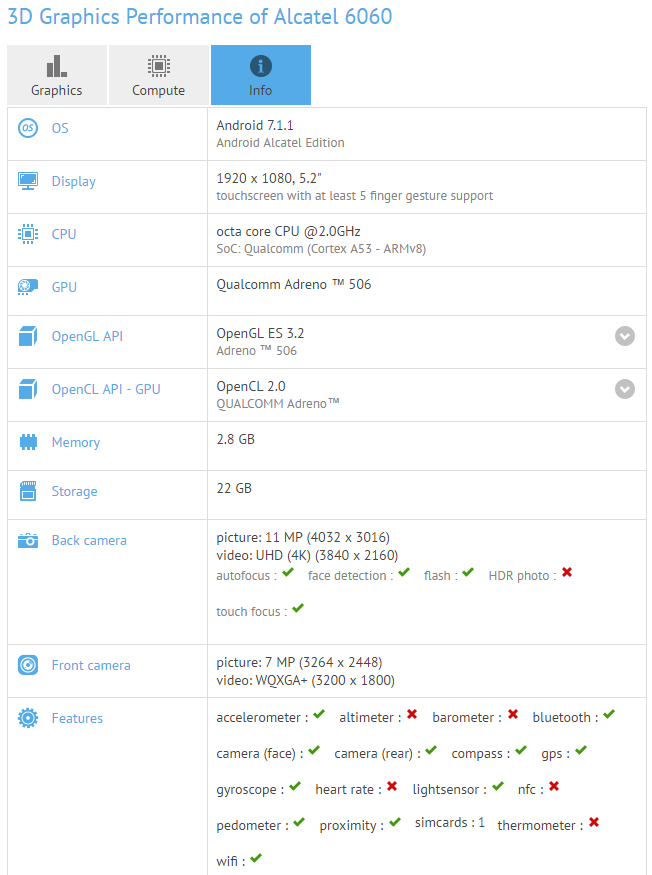 The Alcatel Idol 5 appears on GFXBench? - Alcatel Idol 5 shows up on GFXBench?