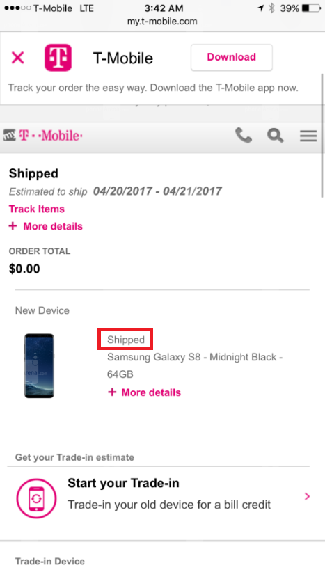 T-Mobile has already started shipping some Samsung Galaxy S8 pre-orders - T-Mobile starts shipping the Samsung Galaxy S8 one week early