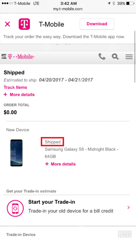 T-Mobile has already started shipping some Samsung Galaxy S8 pre-orders - T-Mobile starts shipping the Samsung Galaxy S8 one week early