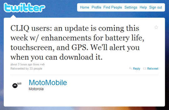 Motorola promises CLIQ upgrade this week; DROID 2.1 upgrade for end of month with Flash?