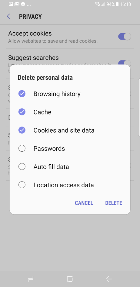 How to delete the browser history on your Samsung phone (clear browser cache)