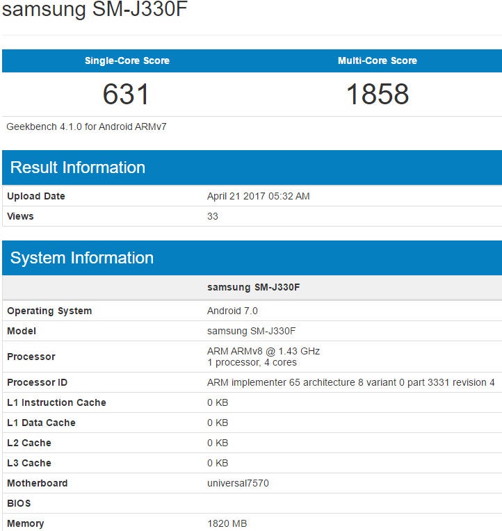 Leaked info suggests Samsung Galaxy J3 (2017) packs Exynos chipset and runs Android 7.0 Nougat