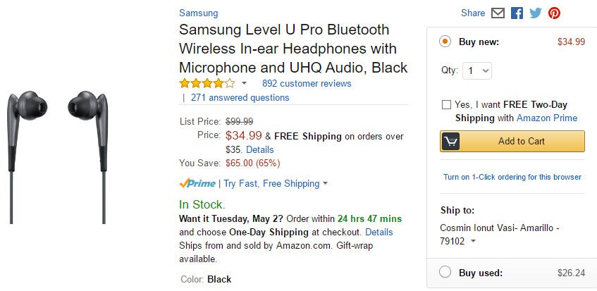 Deal Samsung Level U Pro Bluetooth earphones get a huge 65