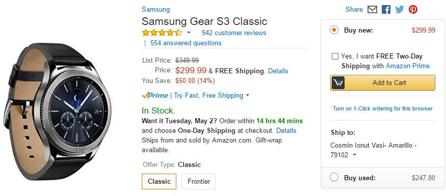 Deal: Save 15% on Samsung Gear S3 Classic and Frontier, now just $299.99