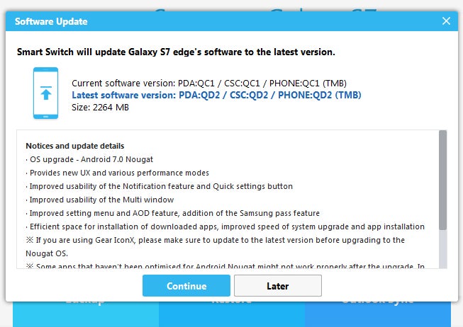 The unlocked Samsung Galaxy S7 edge can now be updated to Android Nougat