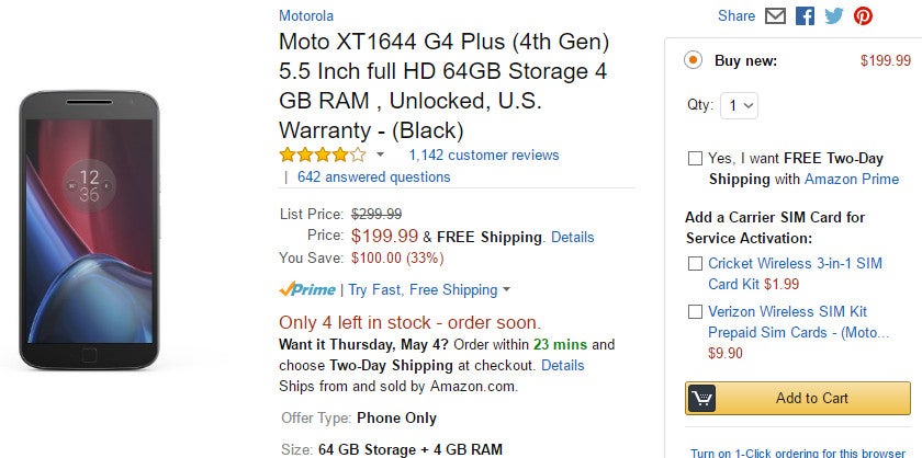 Deal: The 64GB Moto G4 Plus is just $200 (25% off) at Amazon and B&amp;H