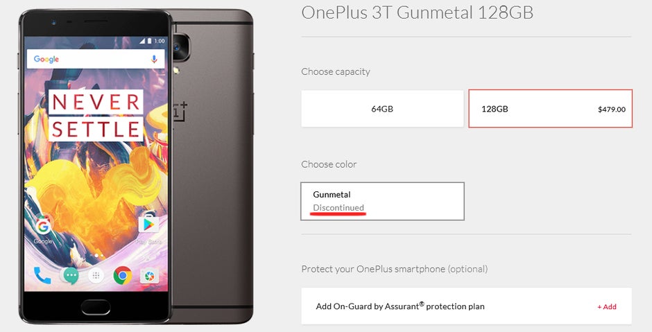 [Update: Not really] OnePlus discontinues the OnePlus 3T 128 GB