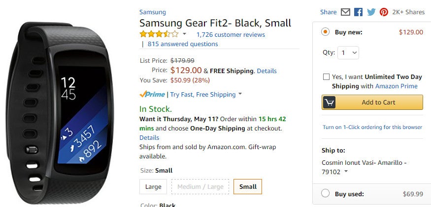 Deal: Samsung Gear Fit2 on sale for just $129 (28% off) on Amazon