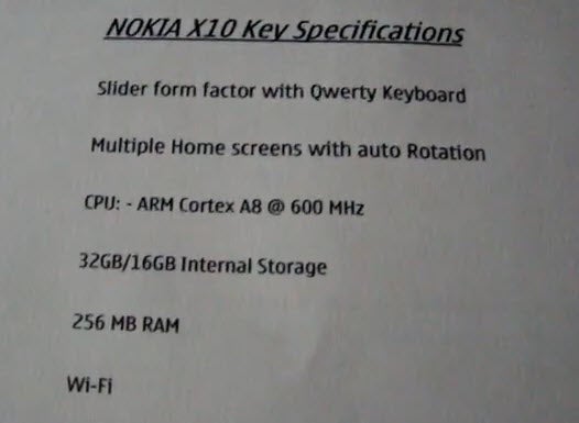 Nokia X10 revealed to be a Symbian^3 handset?