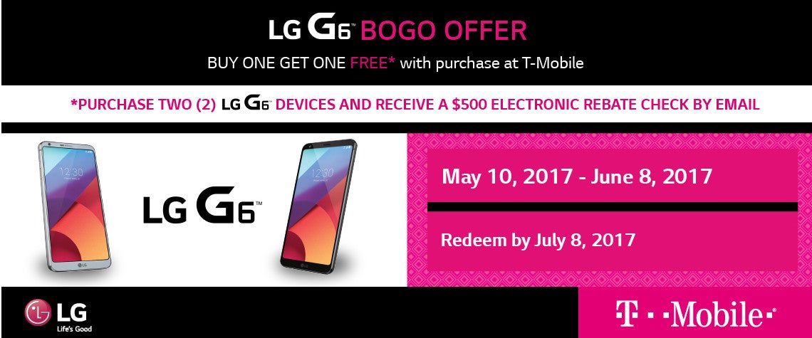 T-Mobile LG G6 is on BOGO deal in the United States until June 8