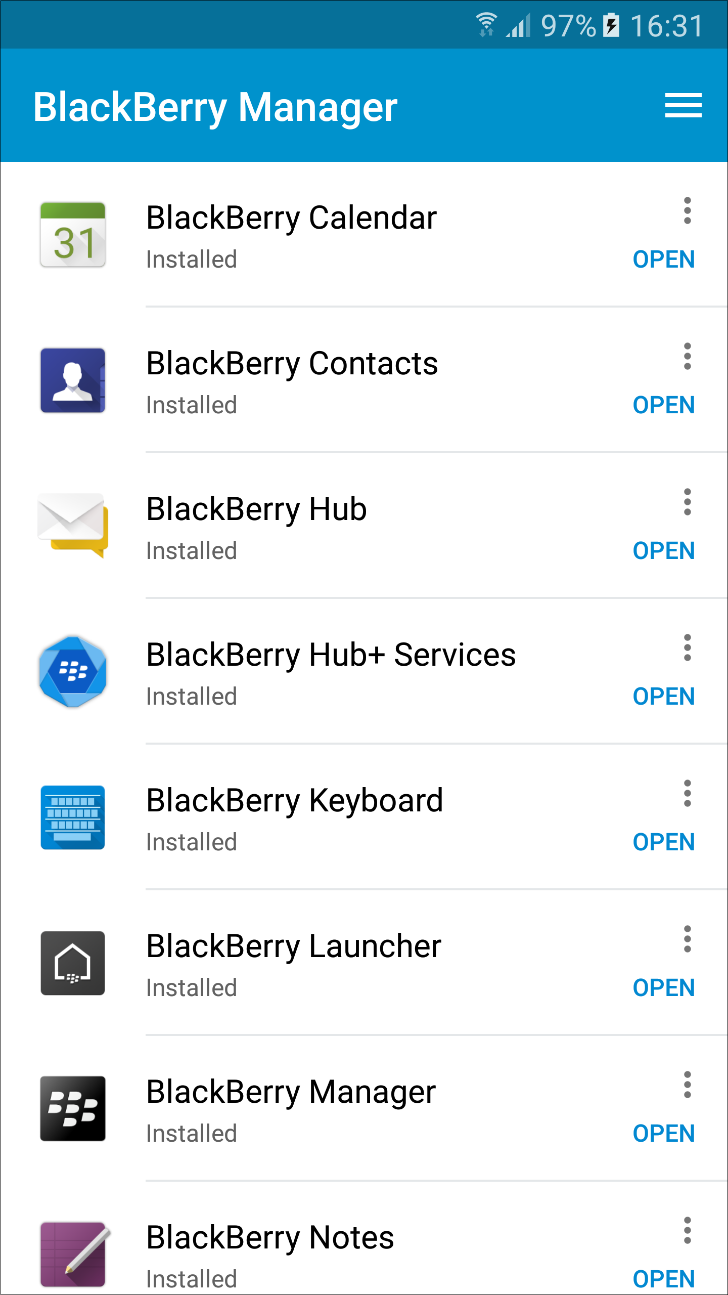 BlackBerry Manager lets you download all of BlackBerry&#039;s major Android apps on your phone