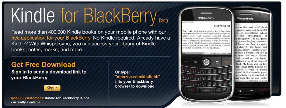 Kindle app for BlackBerry gives businessmen the chance to read on the fly