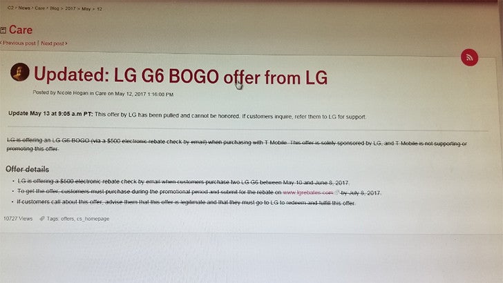 T-Mobile pulls the LG G6 BOGO deal in the US for reasons unknown
