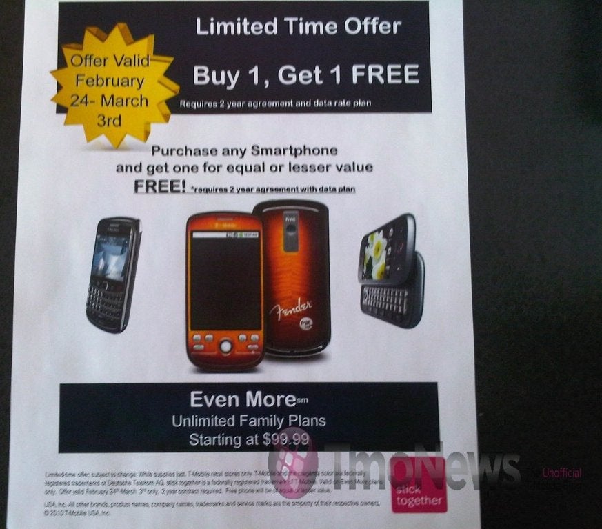 T-Mobile plans to offer a smartphone BOGO offer?