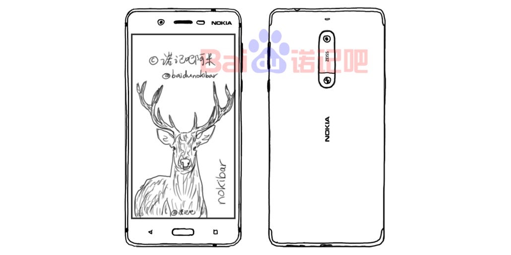 A purported sketch of the Nokia 8 which is much closer to what can be seen in the video - The Nokia 8 and 9 make a surprising appearance in an official introduction video