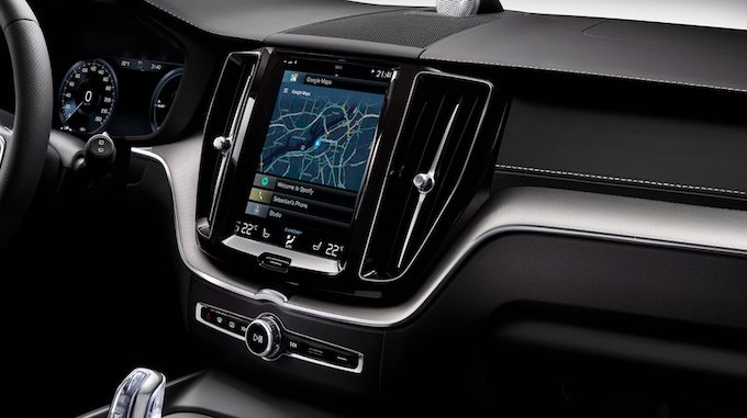 Android in Volvo and Audi cars is confirmed to sport integrated Spotify controls - see the green dot below the map? - Future Audi and Volvo car models to run on Android
