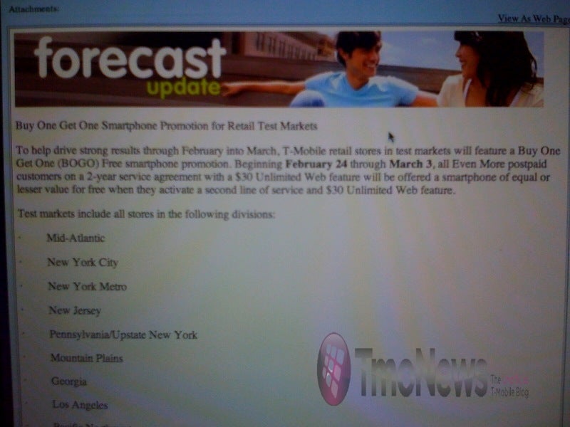 T-Mobile rolling out BOGO offer to select test markets