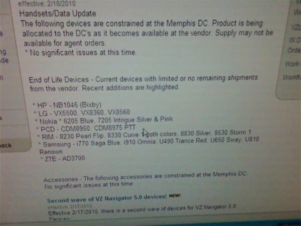 Verizon puts Storm 9530 and other BlackBerry phones on End of Life list