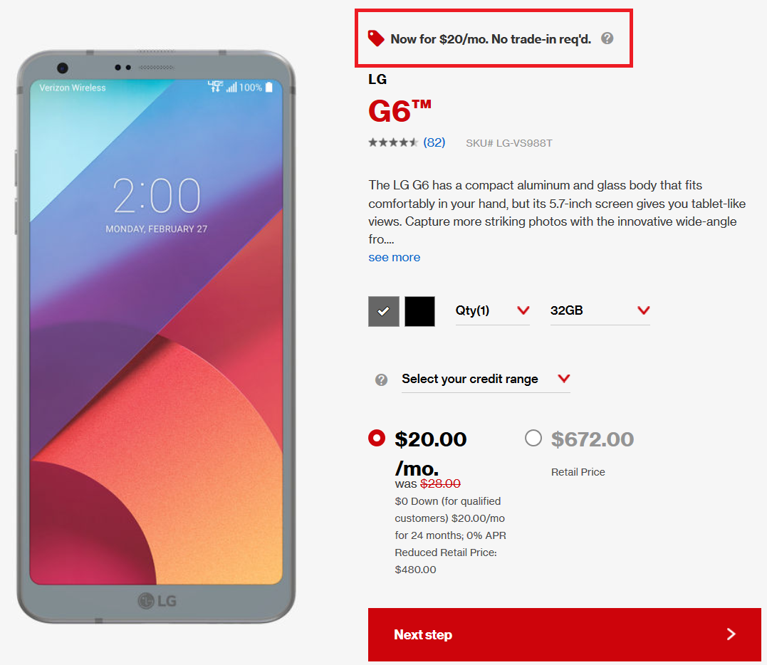 The LG G6 is on sale for just $20 a month over 24 months from Verizon - Verizon has the LG G6 on sale for just $20 a month over 24 months; deal saves you 29%