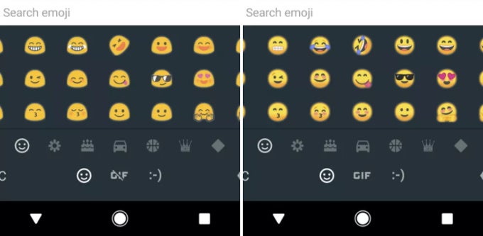 Old (left) vs new (right) emoji - Google will finally replace the terrible blob emoji with not-so-terrible ones in Android O