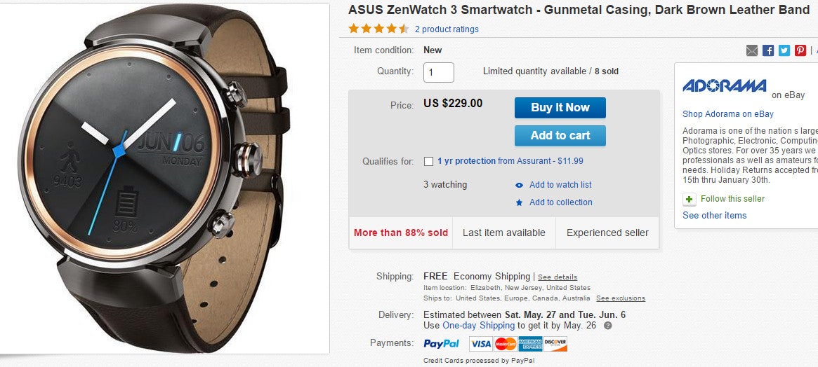 Deal: Asus ZenWatch 3 is 20% off on eBay, limited quantity available