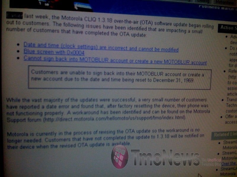 Motorola admits to the CLIQ update that turned some units to bricks