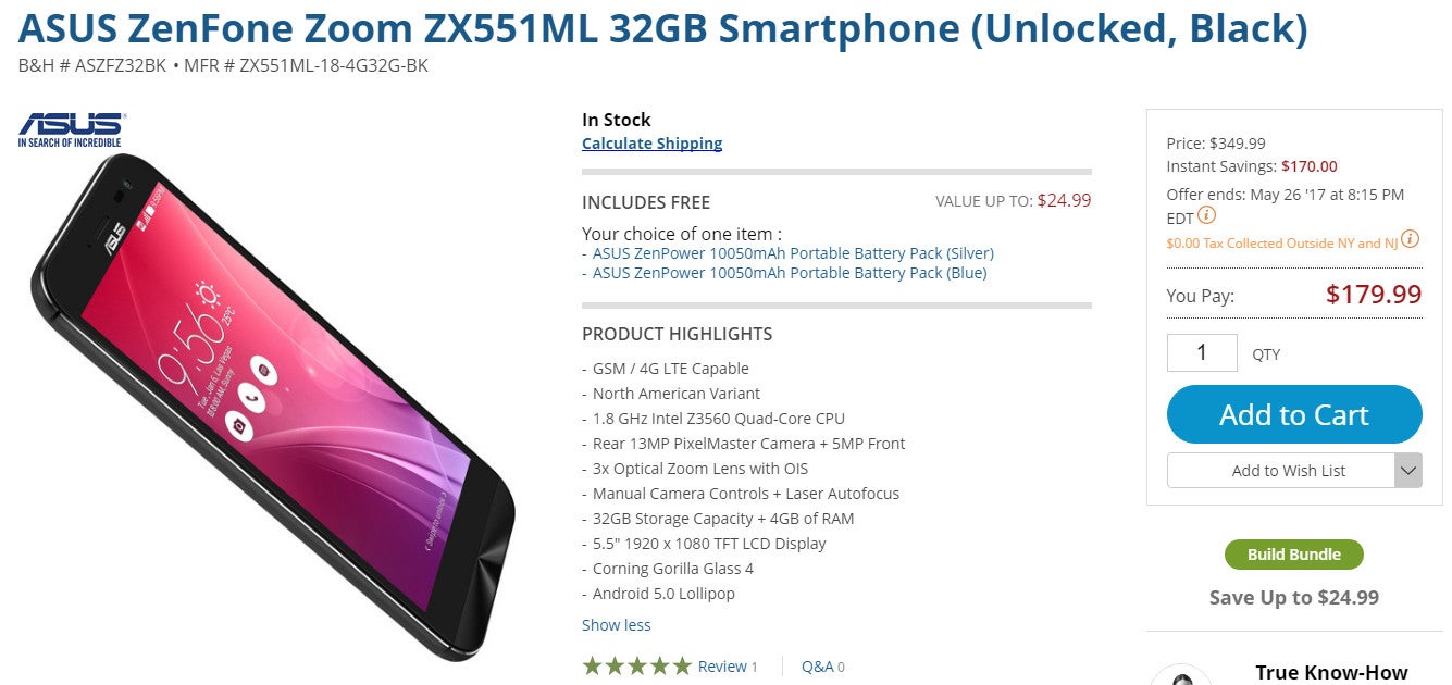 Deal: Get the Asus ZenFone Zoom at almost half price on B&amp;H, free 10,050 mAh battery included