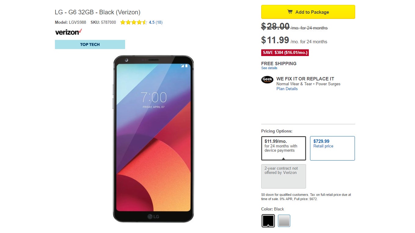 Deal: Get the Verizon LG G6 for just $288 from Best Buy