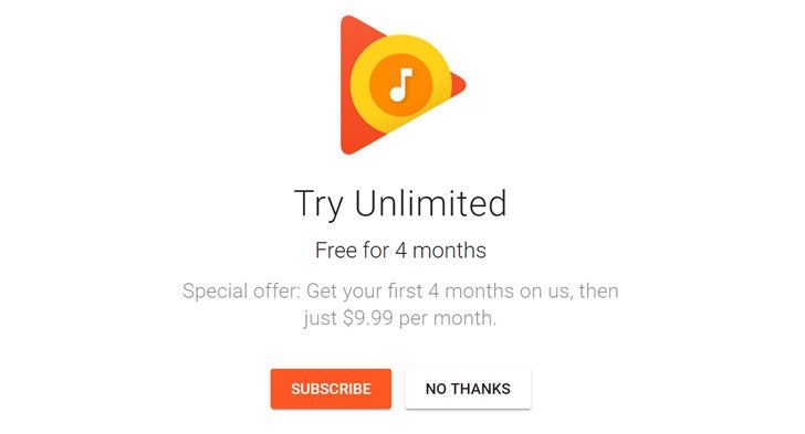 Four free months of Google Play Music now offered for new subscribers