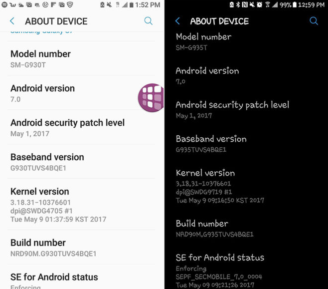 T-Mobile&#039;s Samsung Galaxy S7 (L) and Samsung Galaxy S7 edge (R) receive the May security update - T-Mobile version of Samsung Galaxy S7 and Galaxy S7 edge both receive May security update