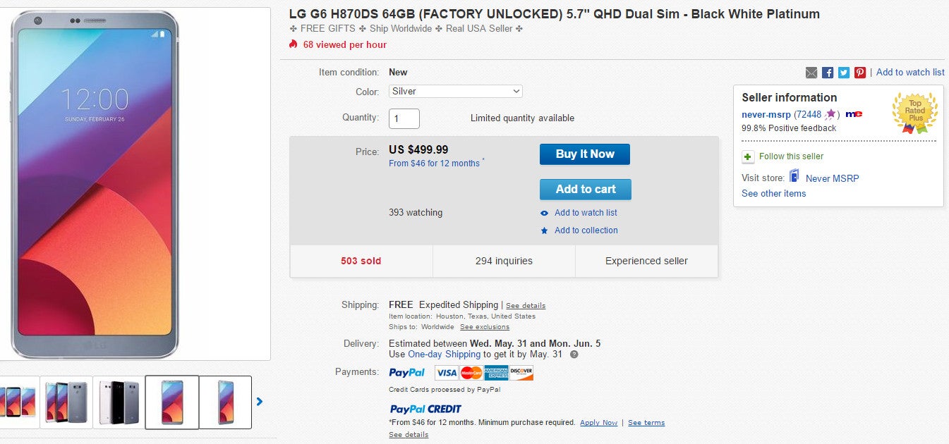 Deal: The unlocked LG G6 drops to $499 on eBay, includes 64GB storage and dual-SIM support