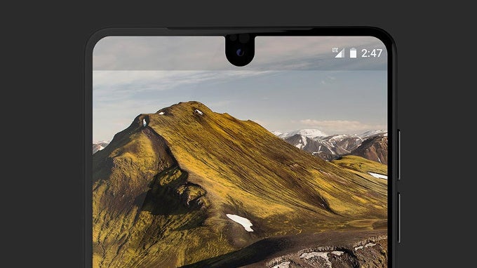The cutout display, front and center - The Essential Phone has a weird cutout display