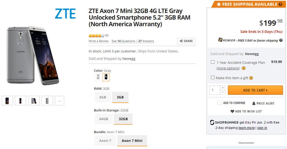 Deal: ZTE Axon 7 Mini is nearly half price ($170) at Newegg