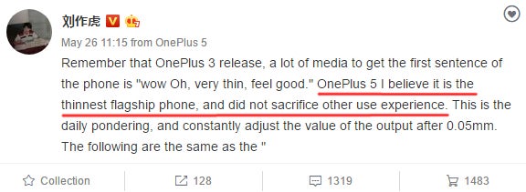 OnePlus CEO says OnePlus 5 will be "the thinnest flagship phone"