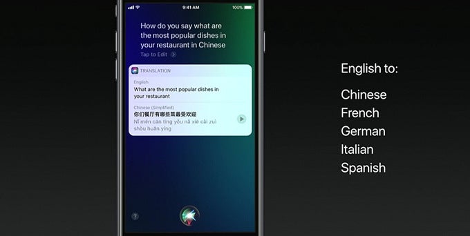 Siri in iOS 11 can translate English into other languages. With pronunciation! - iOS 11 is announced with improvements to Siri, Apple Pay, Photos and lots more