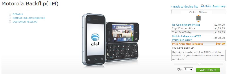 Motorola BACKFLIP now available from AT&amp;T