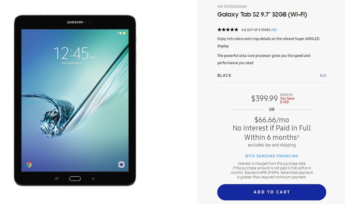 Deal: Samsung shaves $100 (20%) off the Galaxy Tab S2&#039;s price