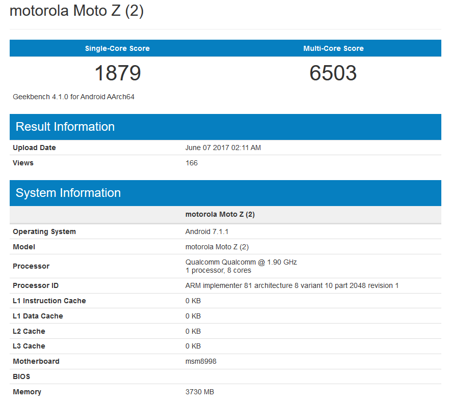 The Motorola Moto Z2 is benchmarked on Geekbench - Moto Z2 found on Geekbench?