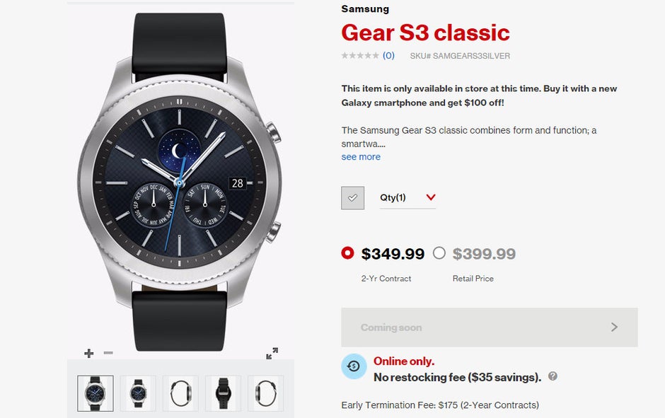 Samsung Gear S3 Classic LTE now available at Verizon