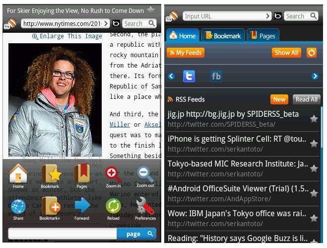 SPIDERSS Android app combines browser, RSS reader, &amp; social networking together