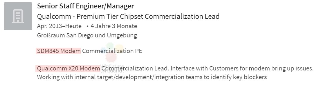 A LinkedIn profile by a Qualcomm Engineer hints that the Snapdragon 845 chipset will include the X20 modem - Rumored Snapdragon 845 SoC to include X20 modem chip capable of 1.2Gbps downlink speed