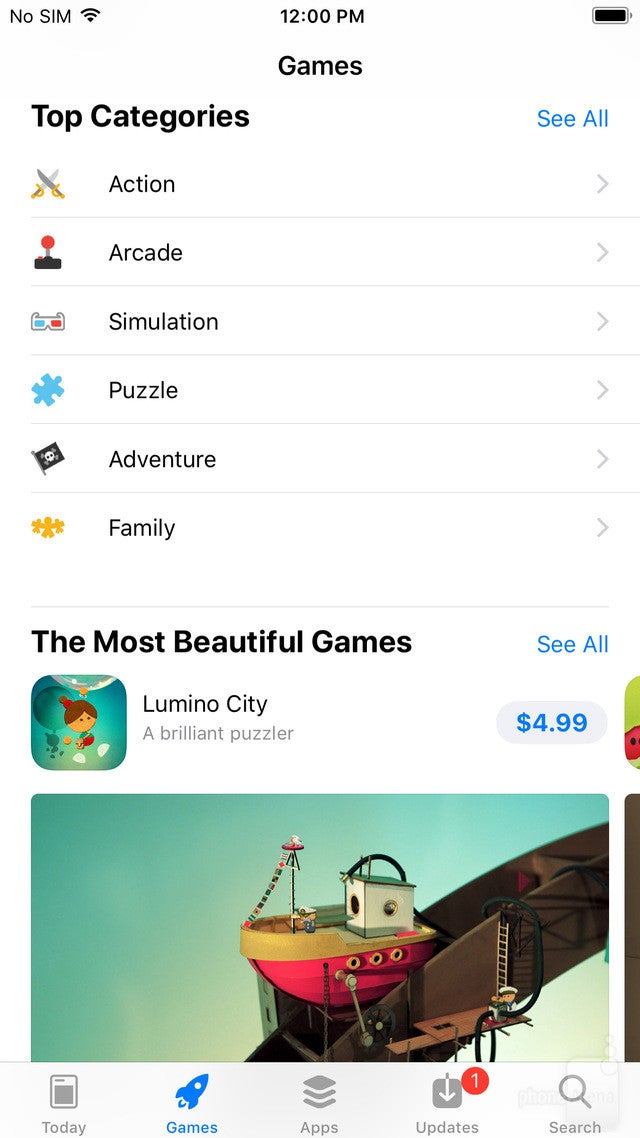 The Games tab in the App Store for iOS 11 - First look at the new iOS 11 App Store